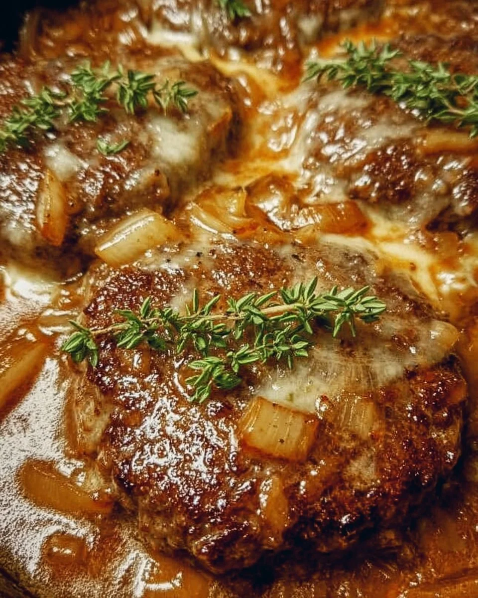 Amish Hamburger Steak Bake with rich gravy and vegetables
