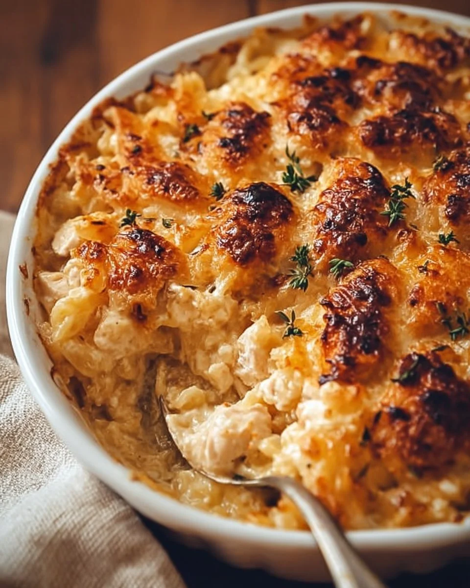 Plate of Angel Chicken Casserole served for a family dinner