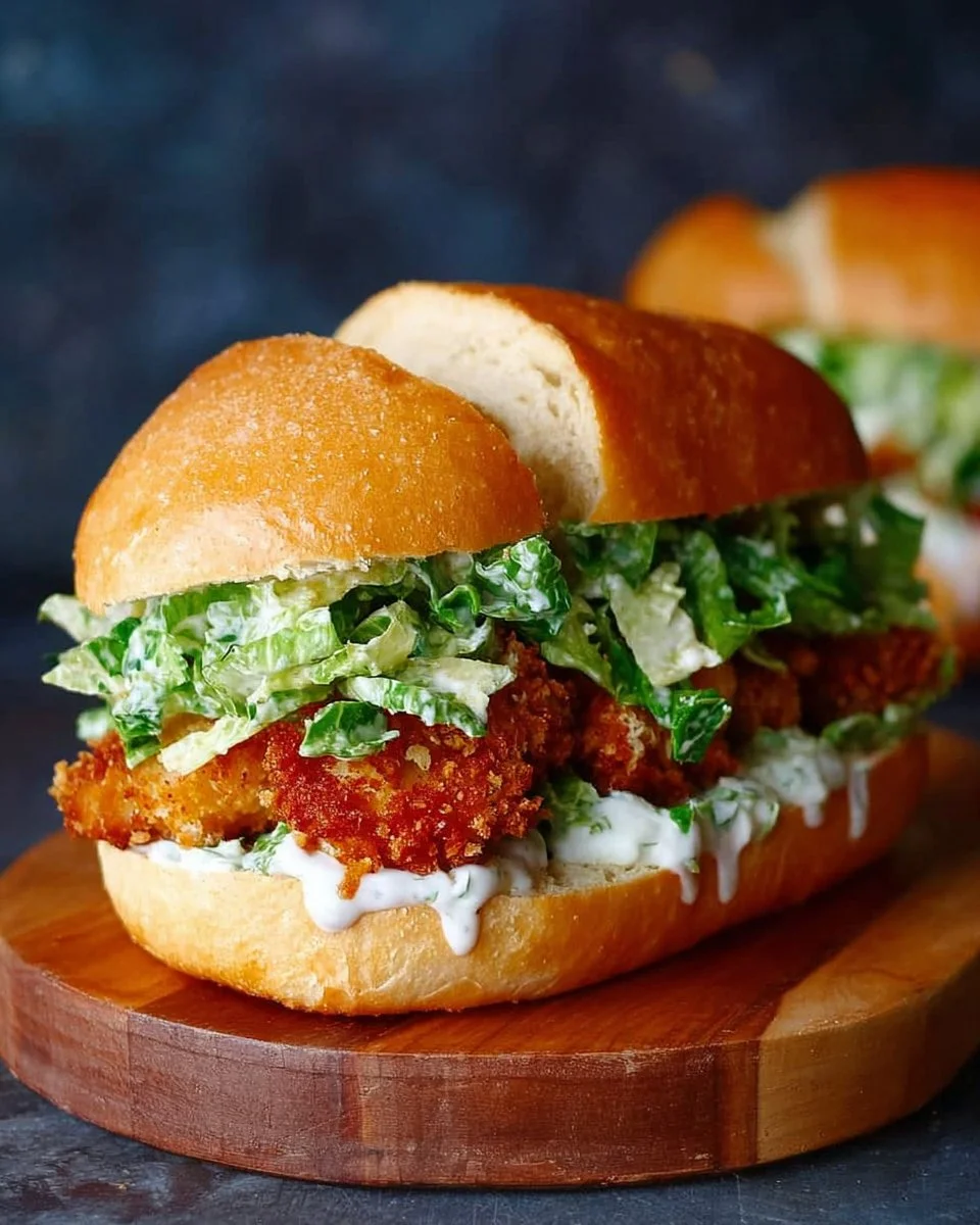 Crispy Chicken Caesar Sandwich 1 Crispy Chicken Caesar Sandwich with lettuce and Caesar dressing