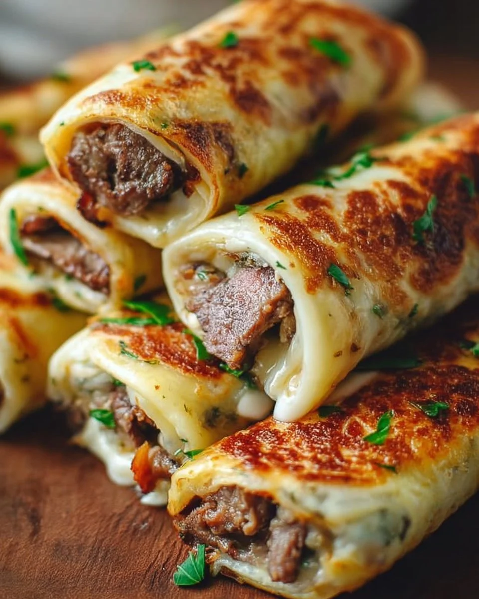 Delicious Keto Philly Cheesesteak Roll Ups 1 Delicious Keto Philly Cheesesteak Roll Ups served on a plate