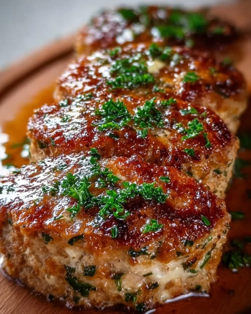 Garlic Parmesan Chicken Meatloaf served with herbs and sides