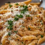 Delicious one pot creamy garlic pasta topped with fresh herbs and cheese
