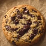 Single serve chocolate chip cookie on a plate ready to eat