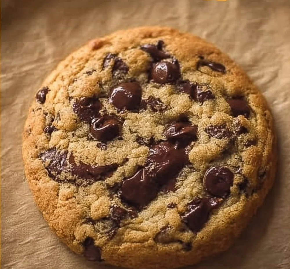 Single serve chocolate chip cookie on a plate ready to eat