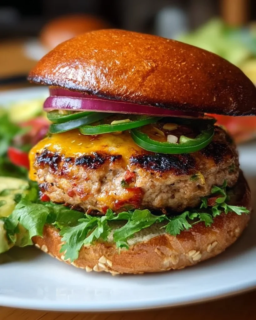 Delicious Spicy Southwest Turkey Burgers with vibrant spices and toppings