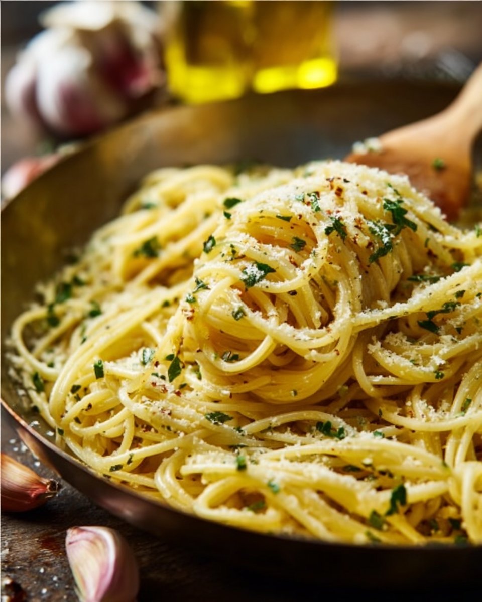 Italian Pasta with Garlic Olive Oil Sauce