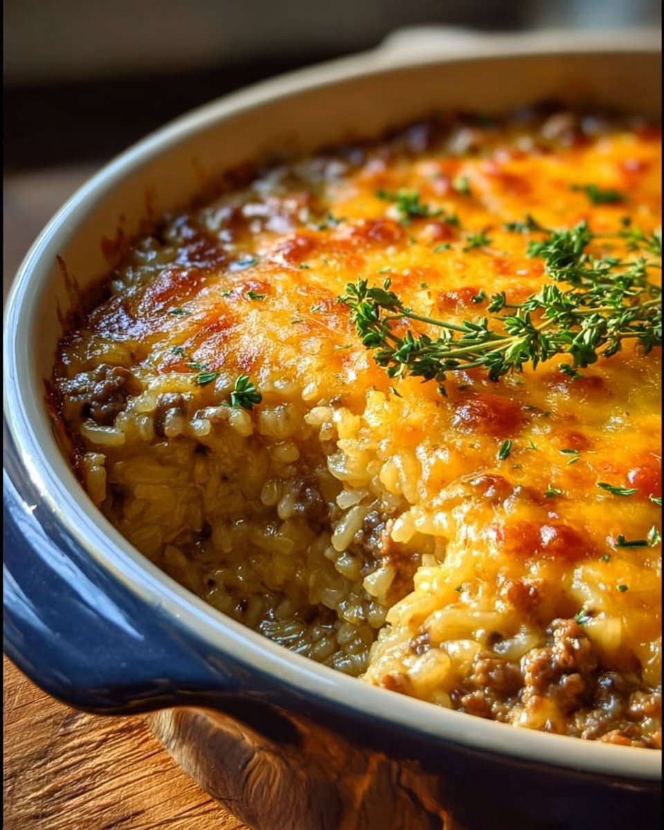Cheesy Hamburger Rice Casserole