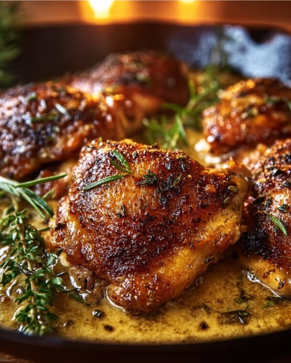 Creamy Brown Sugar Dijon Chicken Thighs