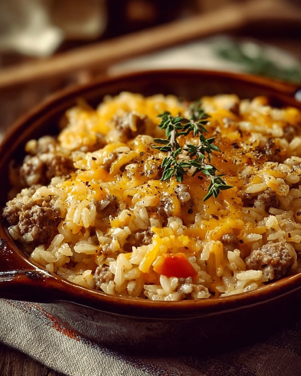 Cheesy Hamburger Rice Casserole