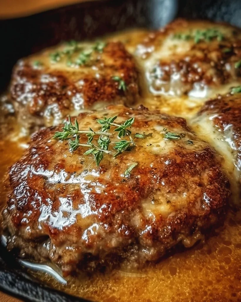 Amish Hamburger Steak Bake served with sides