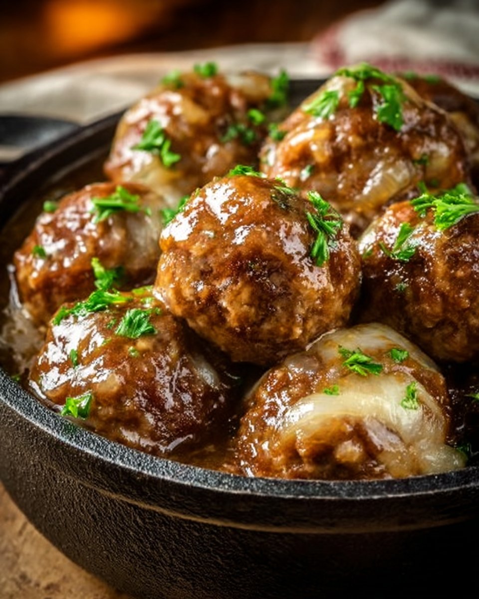 Crockpot French Onion Meatballs