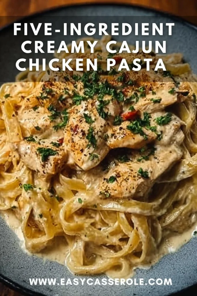 Creamy Cajun Chicken Pasta served in a bowl, ready to eat, made with five ingredients.