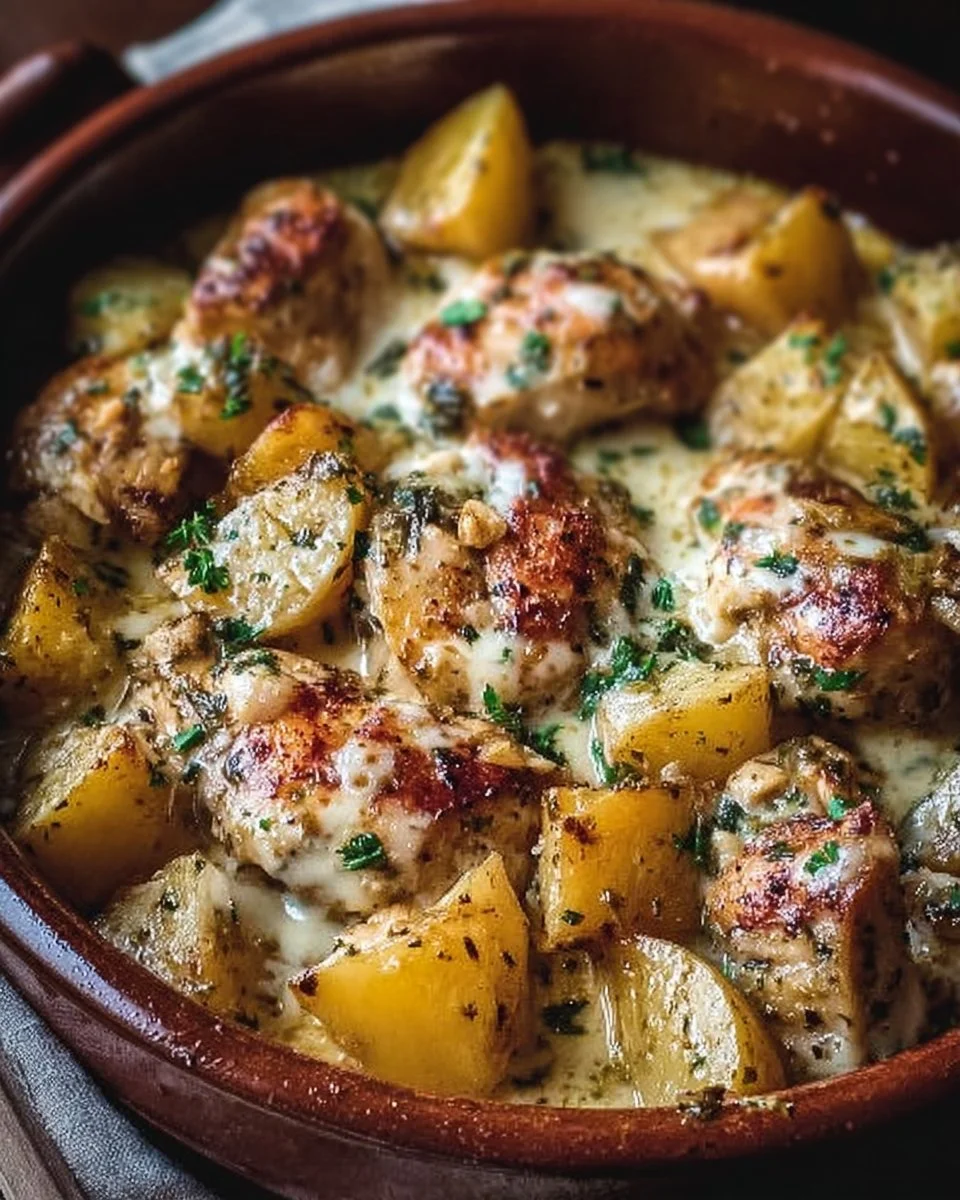 Garlic Parmesan Crockpot Chicken and Potatoes: An Incredible Ultimate Recipe 1 Delicious garlic parmesan crockpot chicken with potatoes in a serving dish