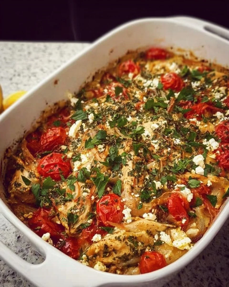 Greek Chicken Casserole 1 Delicious Greek Chicken Casserole with fresh herbs and Mediterranean flavors