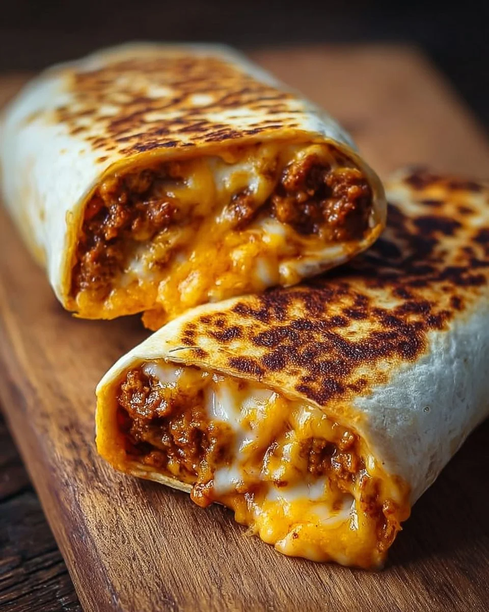 Delicious grilled cheese burrito with melted cheese and savory ingredients