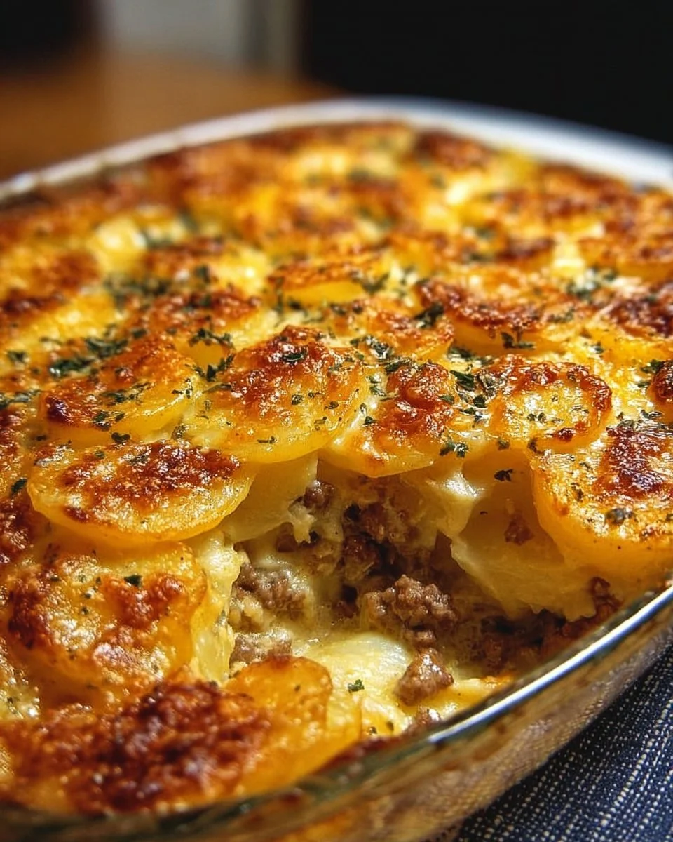 Hamburger Potato Casserole 1 Delicious Hamburger Potato Casserole with layers of beef and potatoes