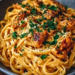 Delicious Cowboy Butter Chicken Linguine served in a bowl