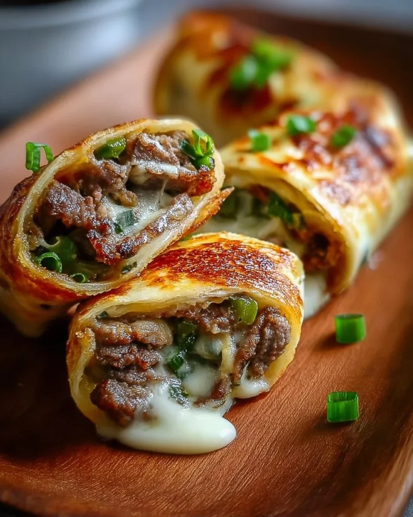 Keto Philly Cheesesteak Roll-Ups with meat and cheese wrapped in lettuce