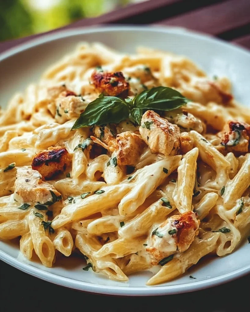 Delicious Marry Me Chicken Pasta served in a bowl with herbs