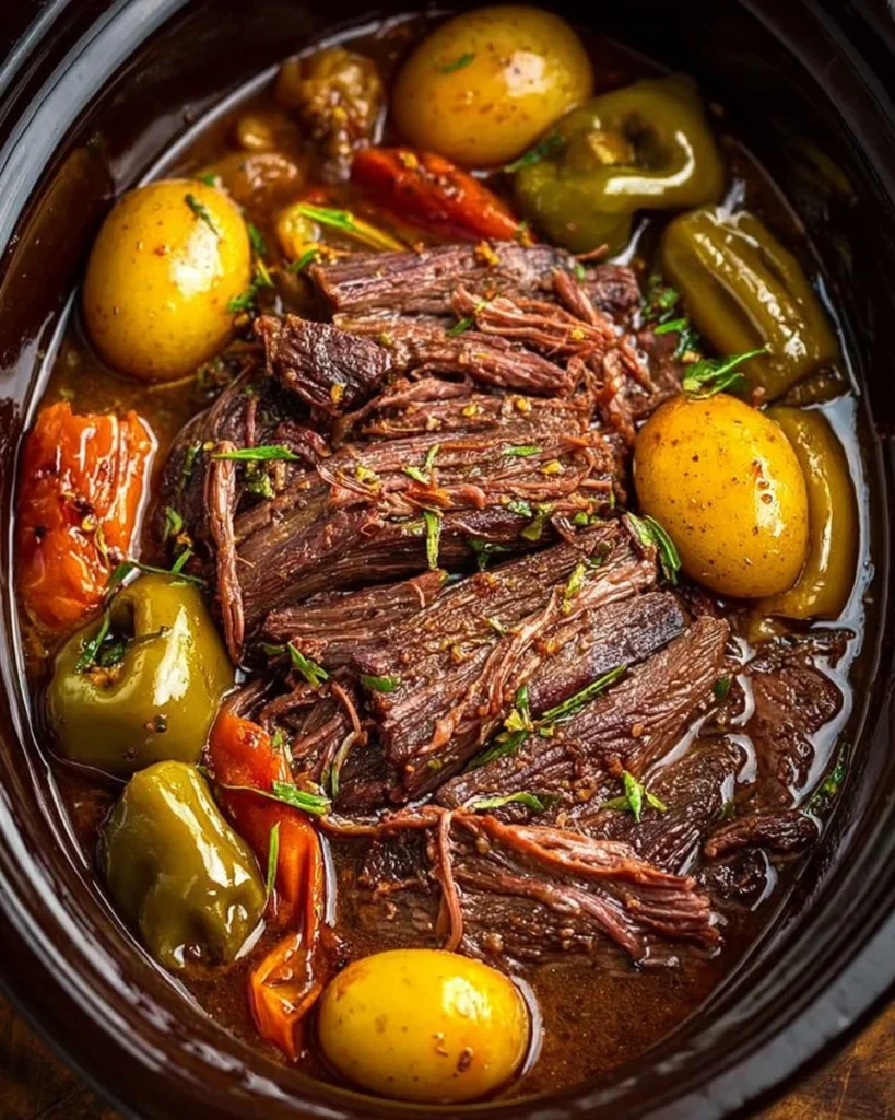 Delicious Mississippi Pot Roast served with vegetables