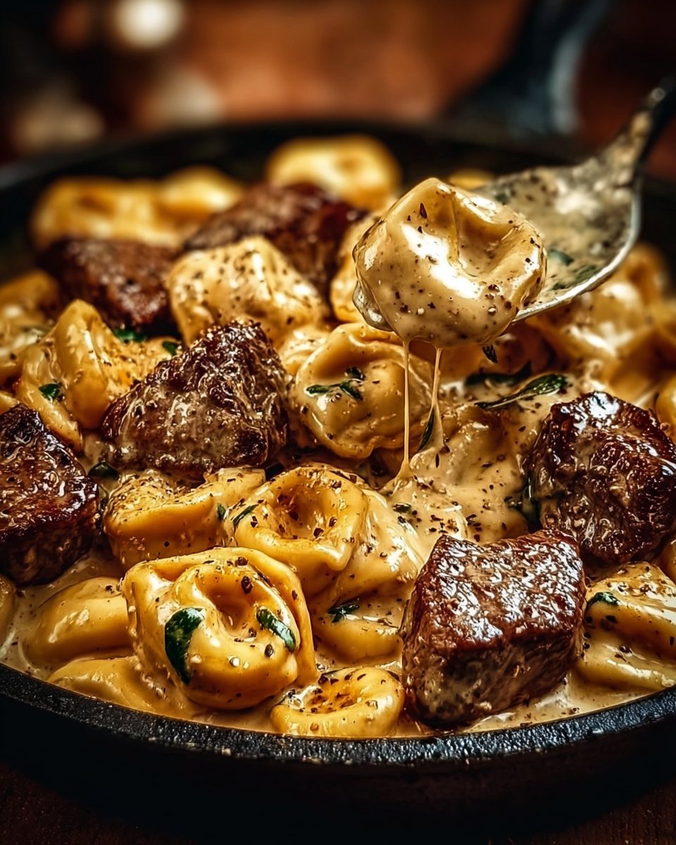 Cracked Garlic Steak Tortellini in Creamhouse Sauce Bliss