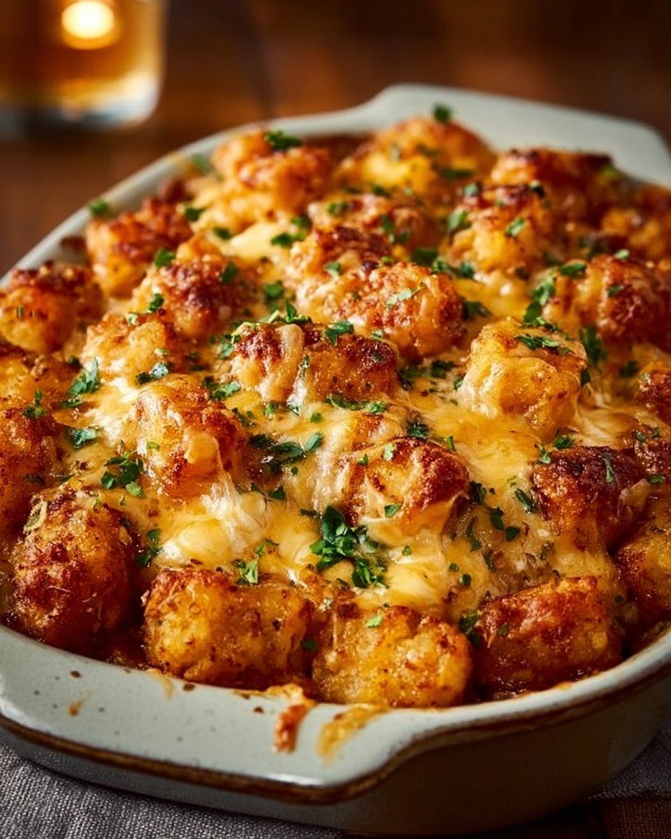 Cheddar Ranch Chicken Tater Tot Bake