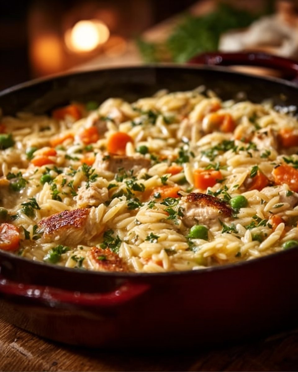 Creamy Chicken Pot Pie Orzo