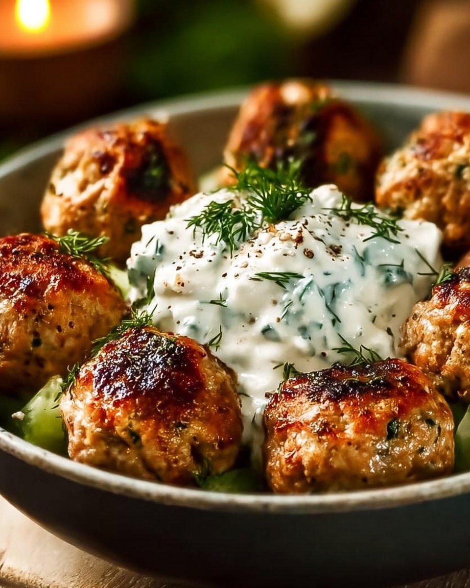 Greek Chicken Meatballs with Tzatziki Sauce