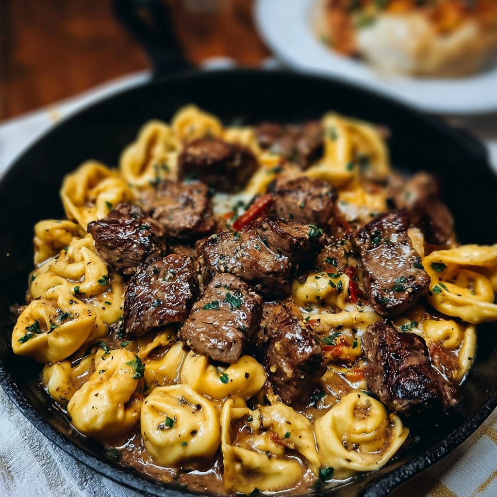One-Pan Cowboy Butter Tortellini Steak Bites Recipe