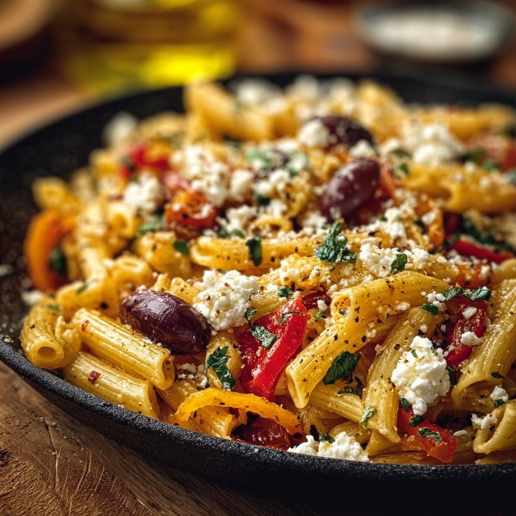 Authentic Mediterranean Greek Pasta with Feta