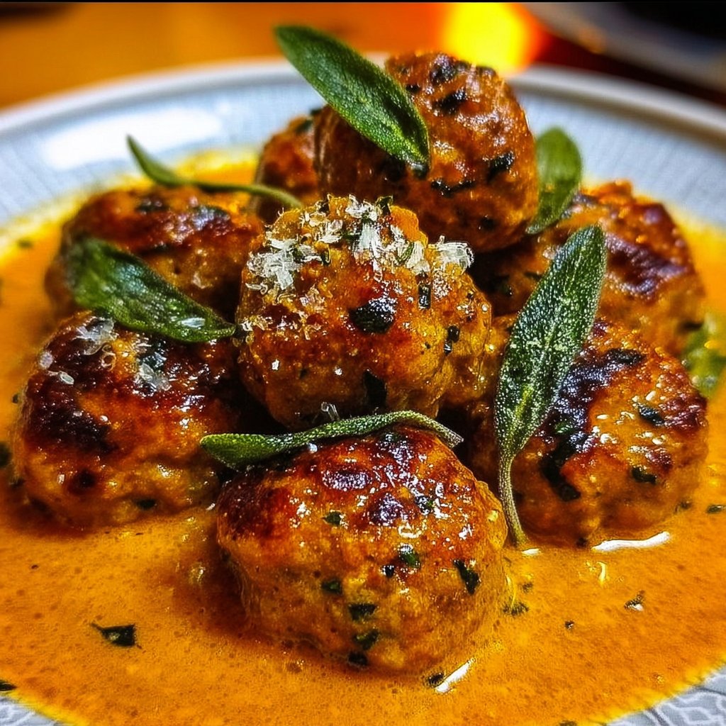 Turkey Meatballs in Pumpkin Sage Sauce