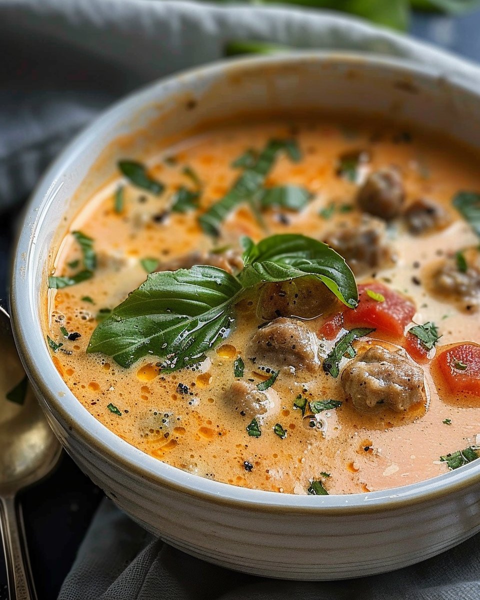 Sausage & Tomato Cream Cheese Soup