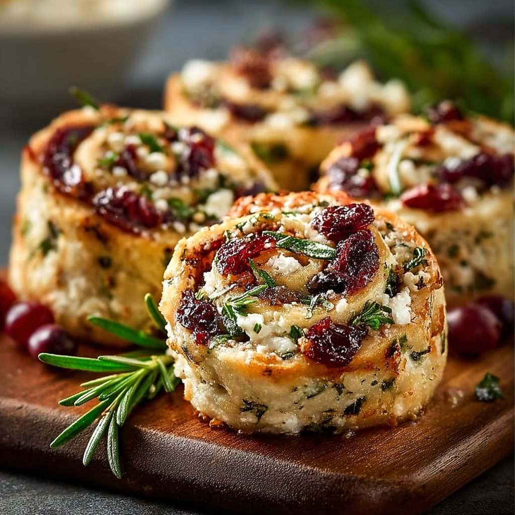 Cranberry Cream Cheese Pinwheels with Feta & Herbs
