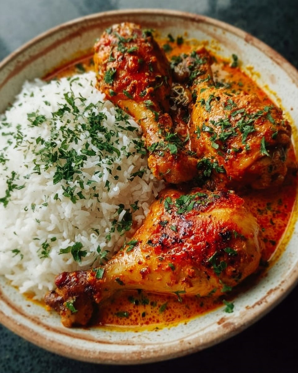 Creamy Paprika Chicken Drumsticks with Steamed Rice 2 Creamy Paprika Chicken Drumsticks with Steamed Rice