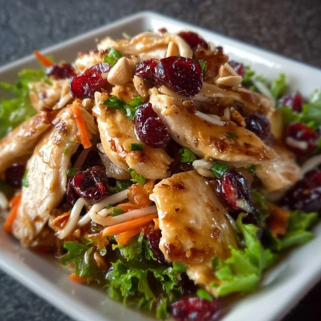 Asian Chicken Cranberry Salad with fresh greens and vibrant ingredients