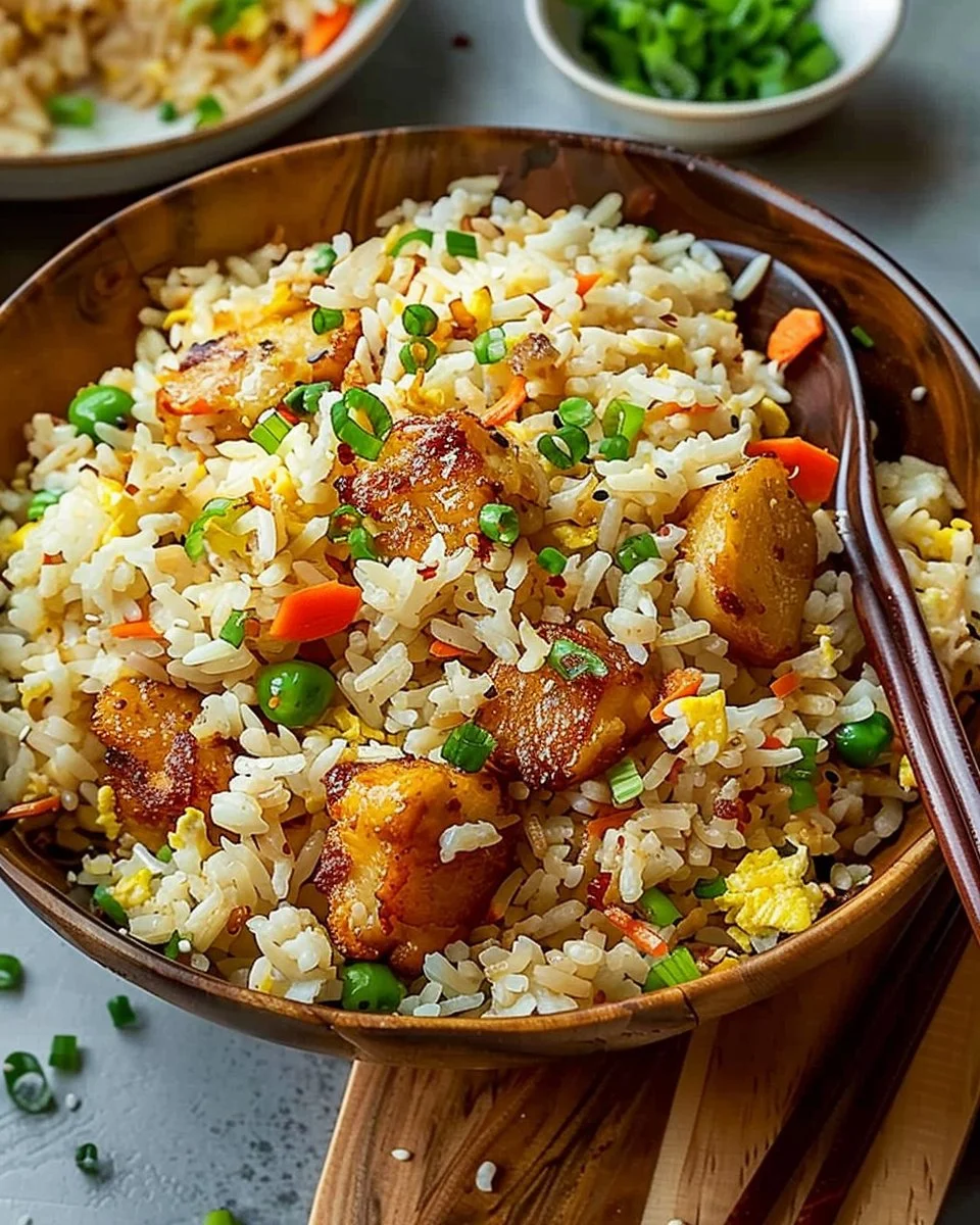 Delicious Bang Bang Fried Rice featuring vibrant vegetables and savory spices