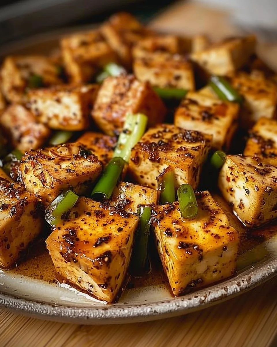 Delicious black pepper tofu stir-fry with vegetables and spices.