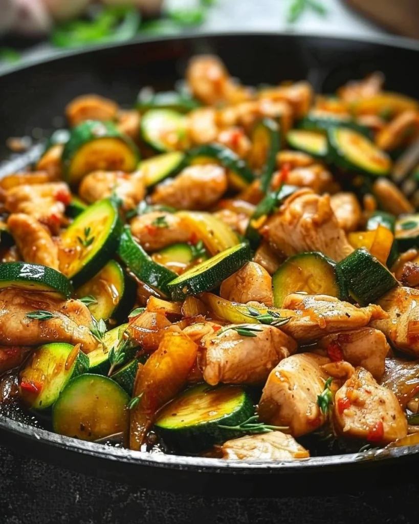 Delicious Chicken Zucchini Stir Fry packed with fresh veggies and flavor.