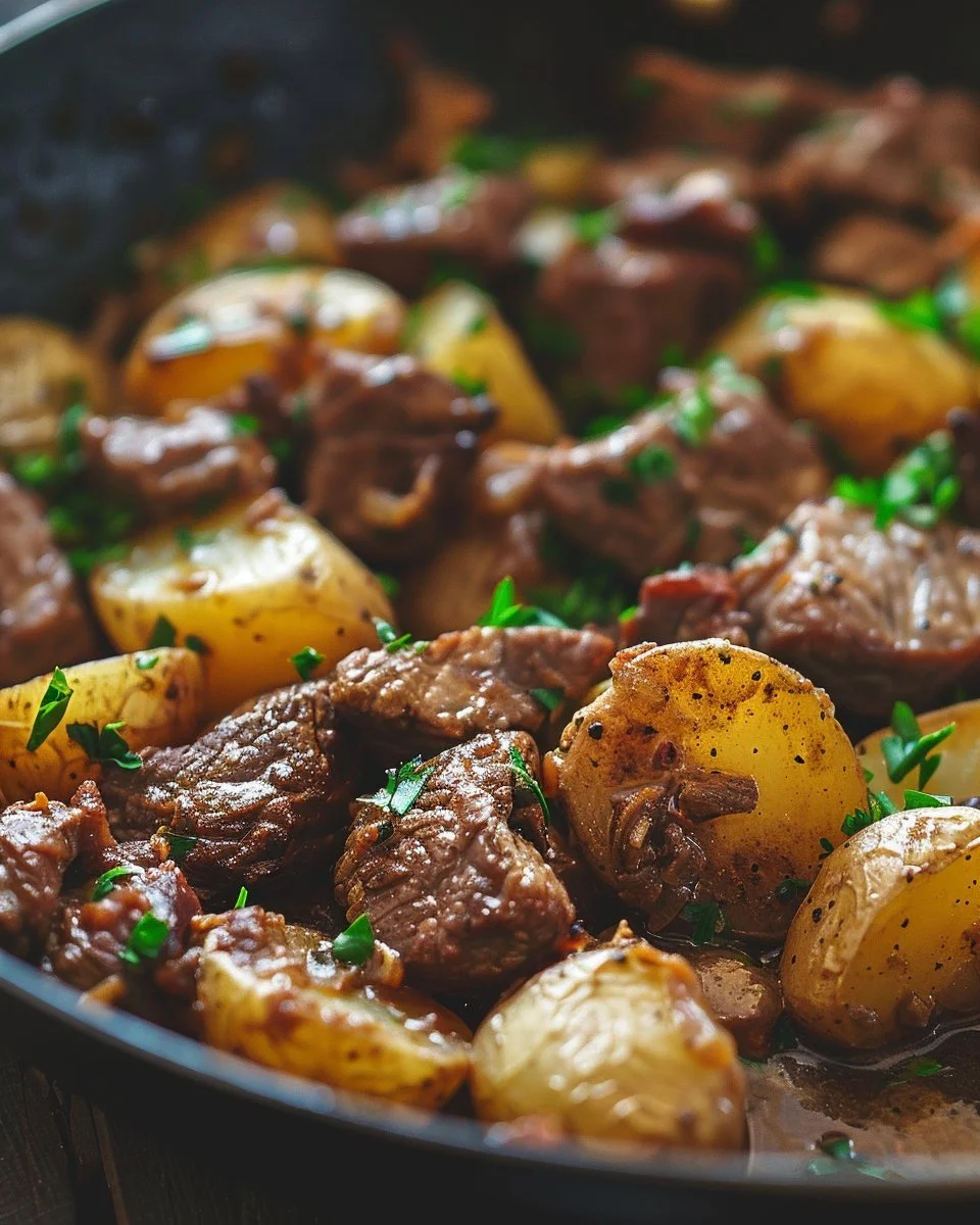 Delicious Lazy Beef and Potato Skillet ready to serve