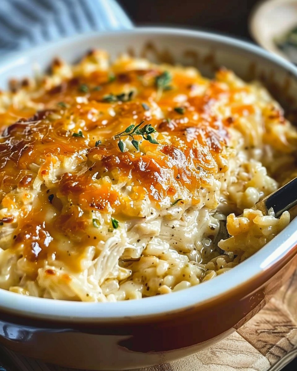 Lazy Day Creamy Chicken & Rice Dinner Casserole