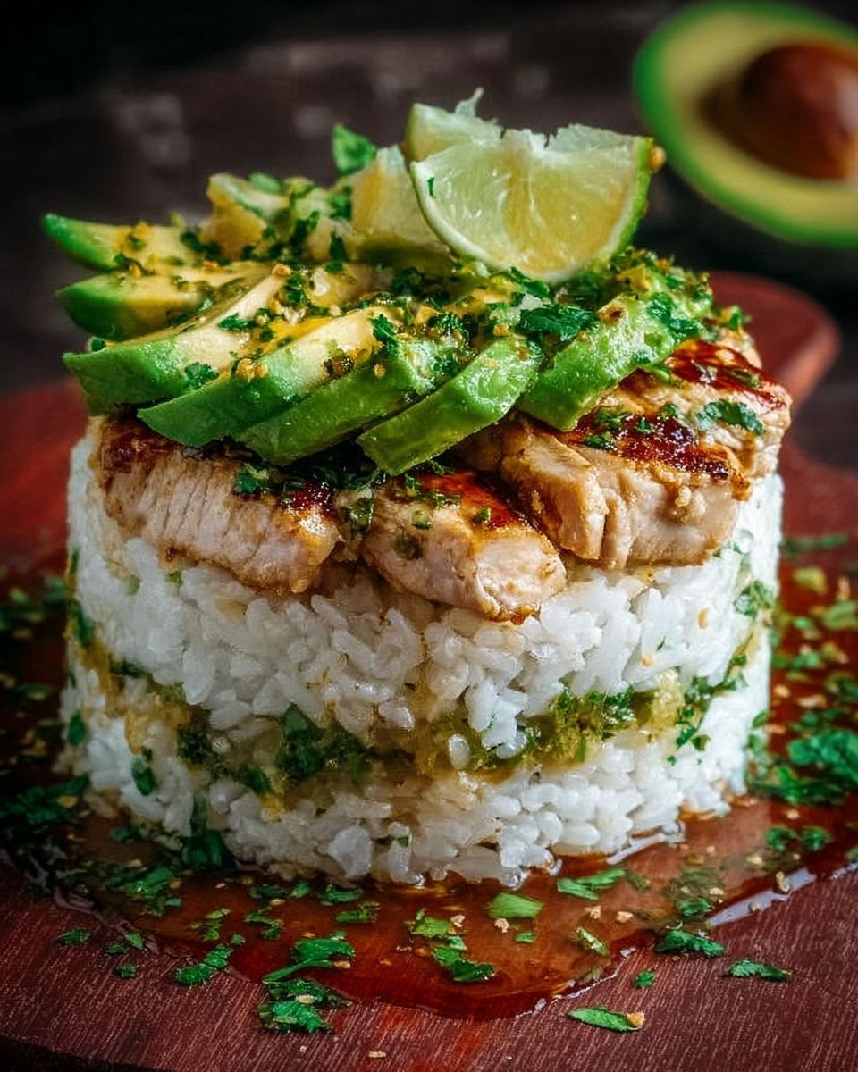 Honey Lime Chicken & Avocado Rice Stack