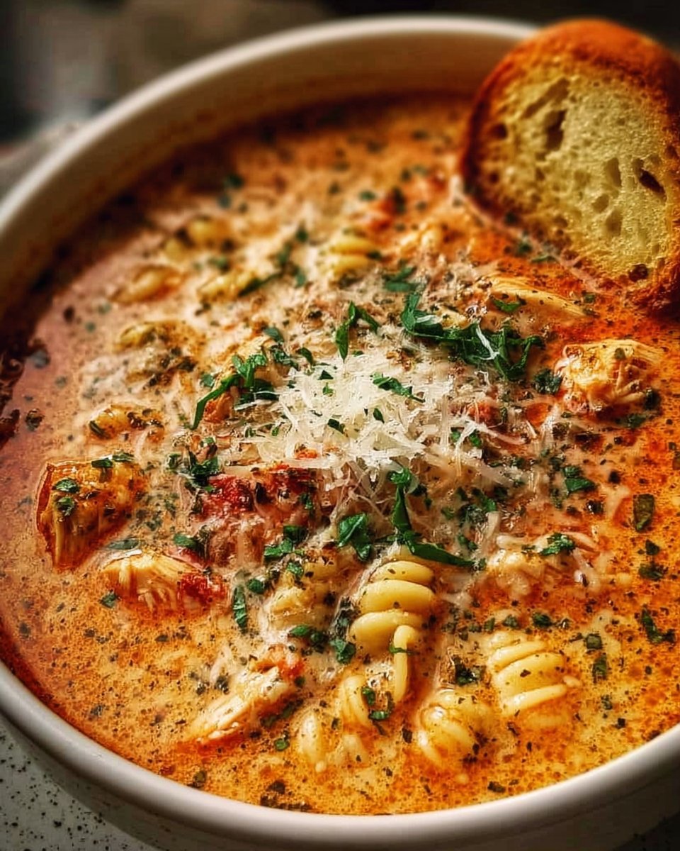 Crockpot Chicken Parmesan Soup