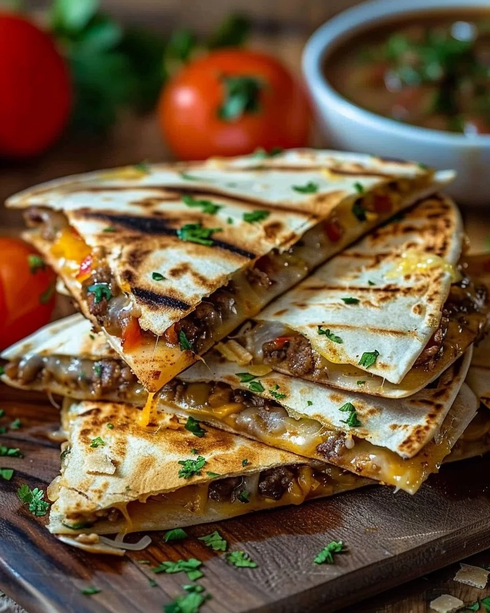Delicious Smashburger Quesadillas served with toppings