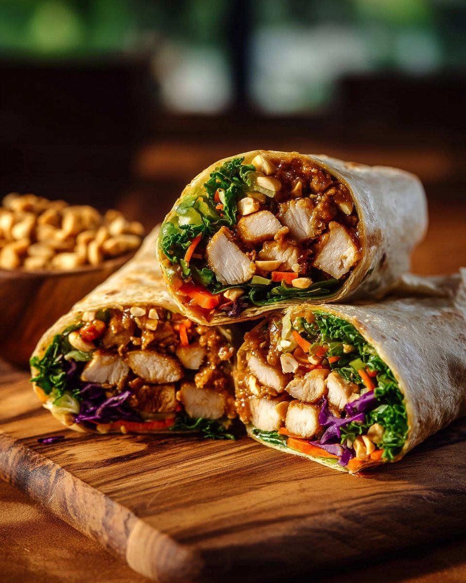 Thai Peanut Chicken Wraps