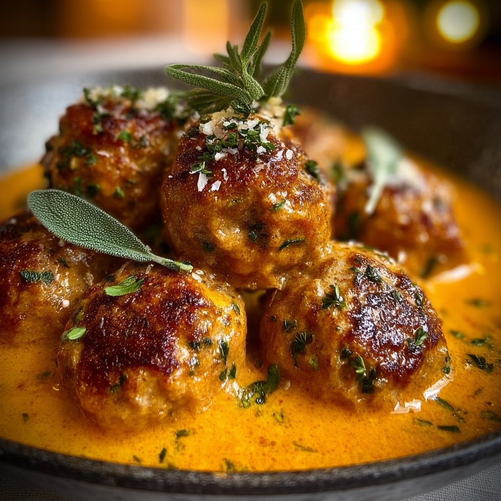 Turkey Meatballs in Pumpkin Sage Sauce