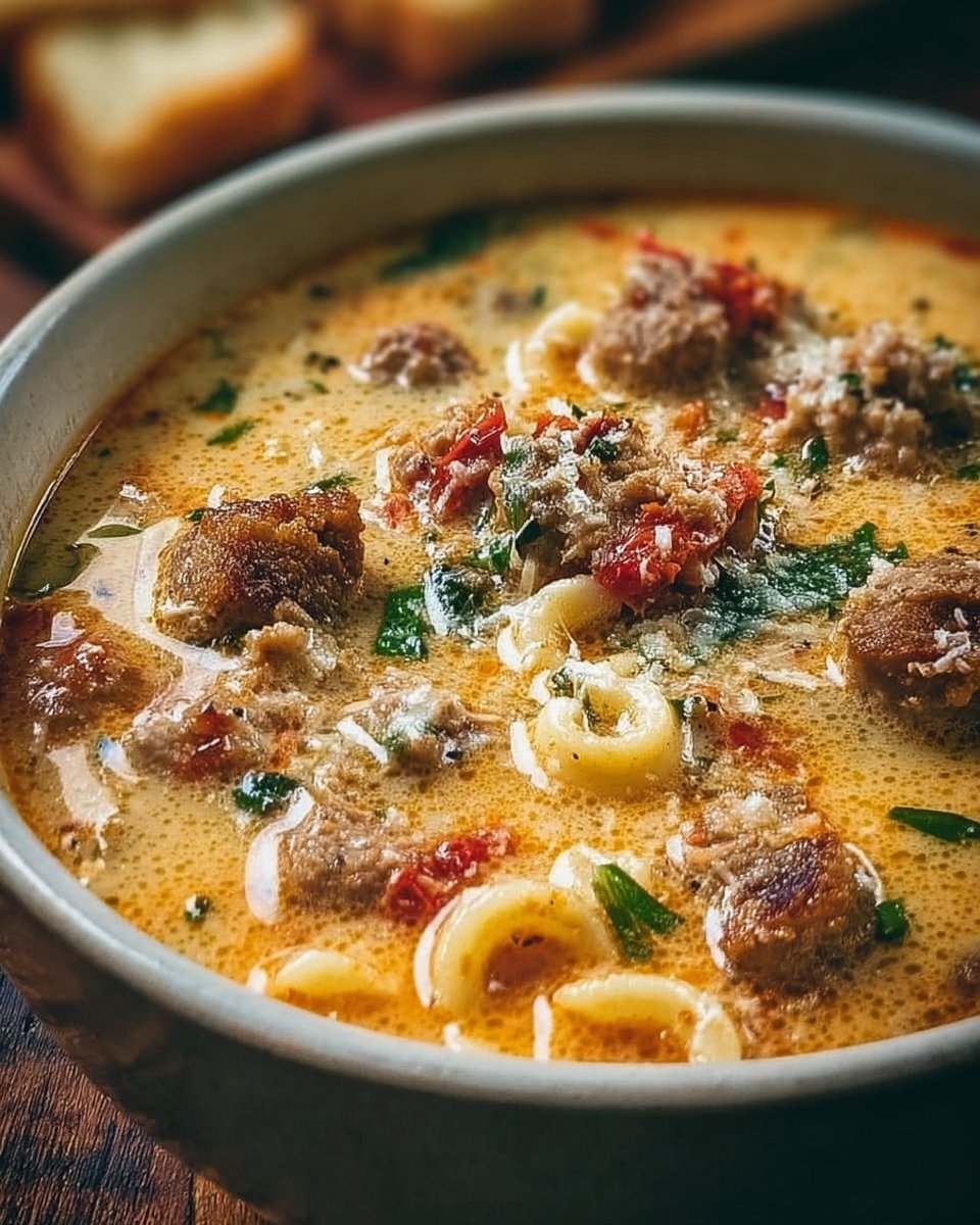 Creamy Parmesan Italian Beef Sausage Soup