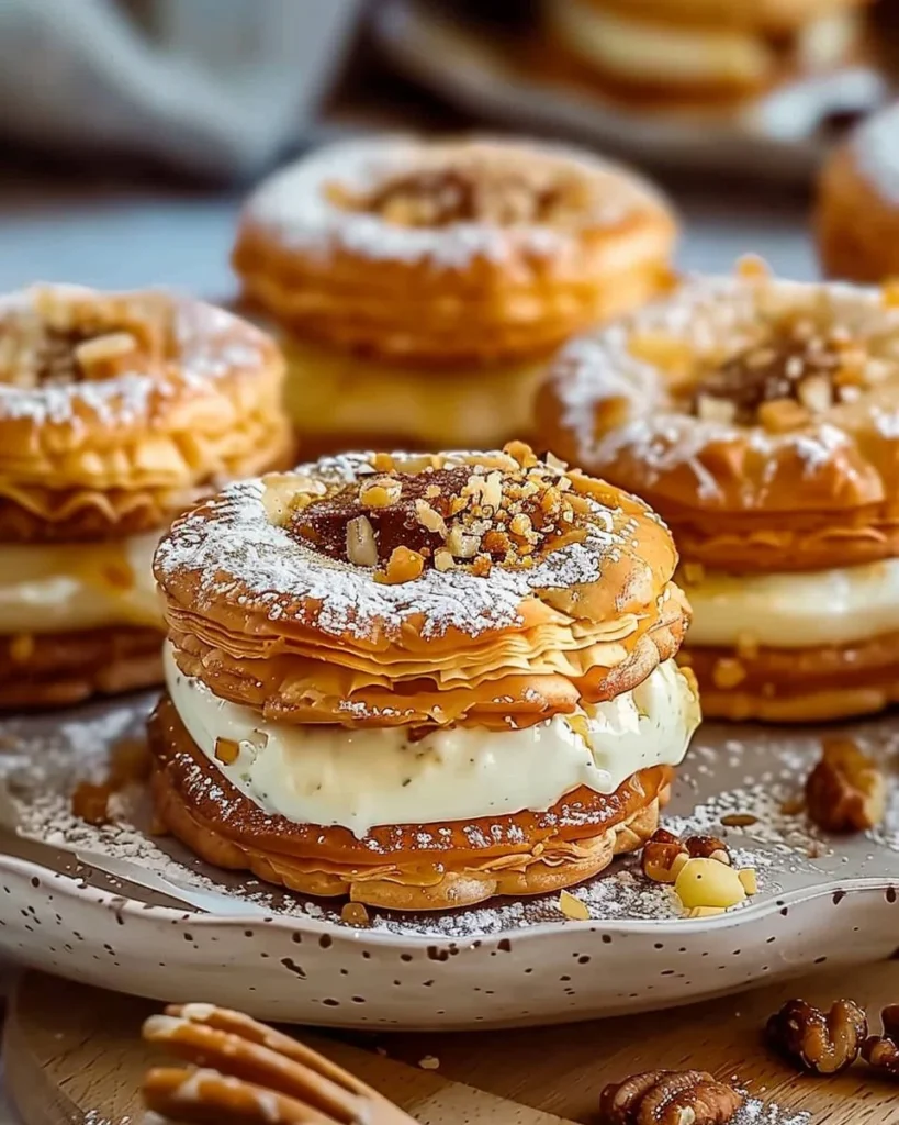 Baklava Cream Sandwich Cookies with layers of nuts and honey