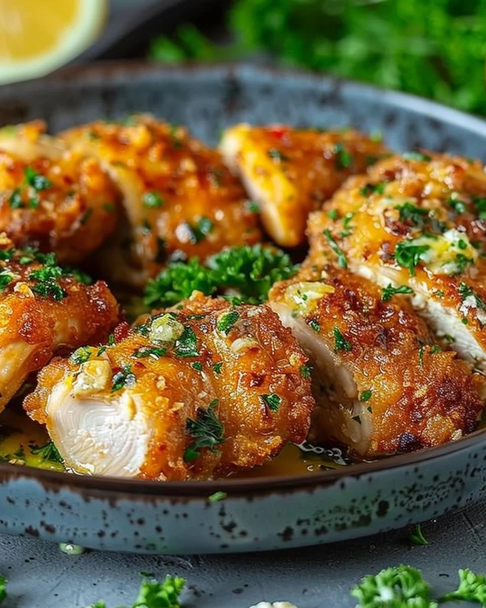 Crispy Lemon-Garlic Chicken Kyiv: A Bold Twist on a Classic Favorite 1 Crispy Lemon-Garlic Chicken Kyiv served with a side of vegetables