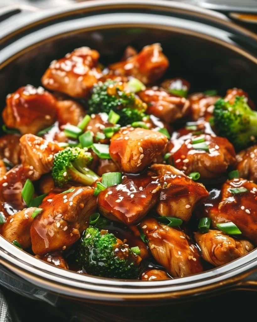 Delicious Dump and Go Crockpot Teriyaki Chicken served on a plate