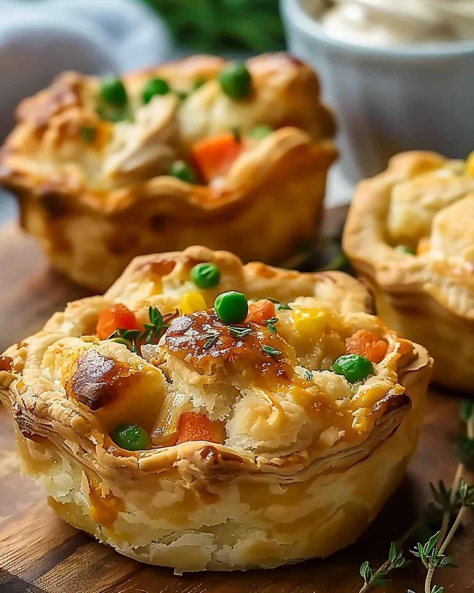 Easy Chicken Pot Pie Bites 1 Delicious easy chicken pot pie bites served on a plate